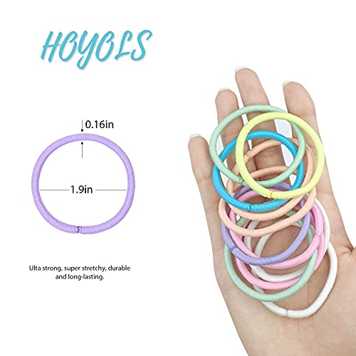 HOYOLS No Metal Hair Elastics - 56 Soft & Stretchy Bands in 7 Colors