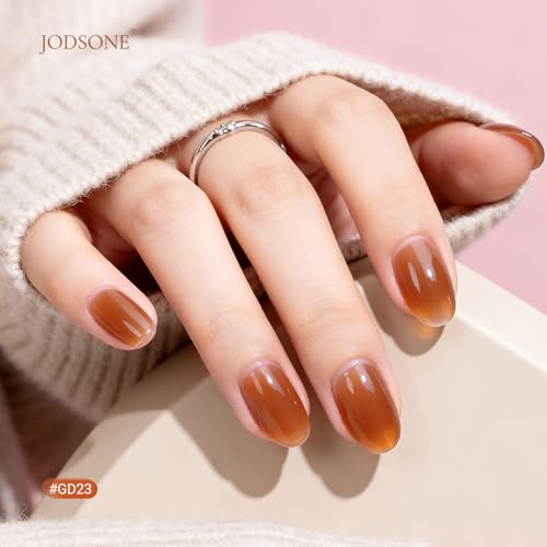 JODSONE B30 Jelly Gel Nail Polish Set - 32 Sheer Pink Colors with Base & Top Coat