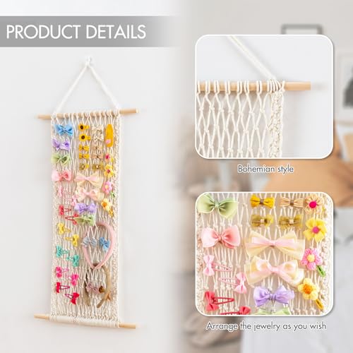 Avocado Green Hair Clip Organizer by Pretty Jolly – Wall-Mounted Boho Macrame Display