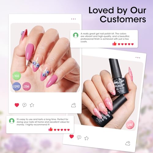 GELLEN 24PCS Gel Nail Polish Set – Blooming Pastel Collection with Base & Top Coat