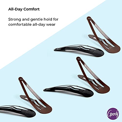 Goody Snap Hair Clips 6 Count Black/Brown - Comfort Contour Barrettes for All Hair Types
