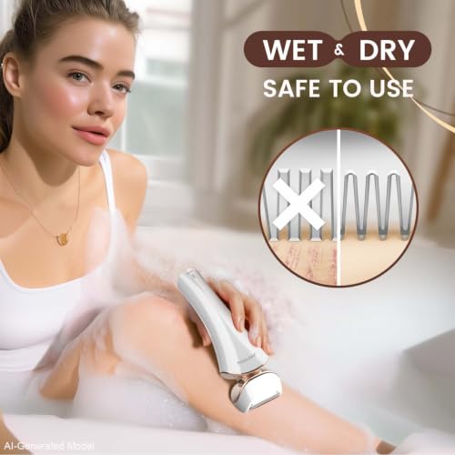 PRITECH Gold & White Rechargeable Women Electric Razor - Portable Lady Shaver