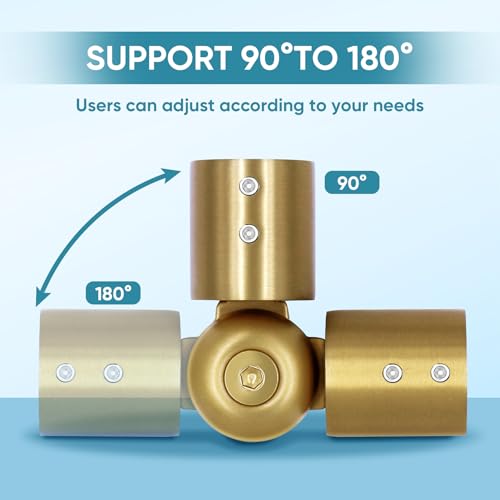 Adjustable Corner Curtain Rod Connector for 1 Inch Bay Windows - Gold