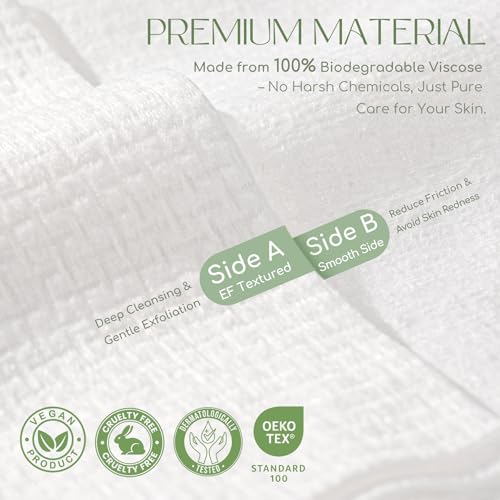 100 Count XXL Disposable Face Towels (2-Pack) - Super Soft & Versatile for Makeup Removal