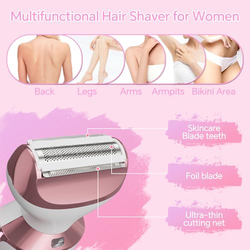 RUIBO Rose Gold Electric Razor for Women - 4-in-1 Trimmer & Shaver