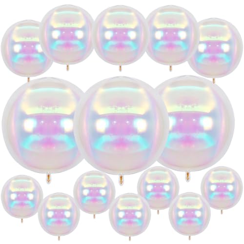 15 Pcs Iridescent Foil Balloons Set for Mermaid Parties