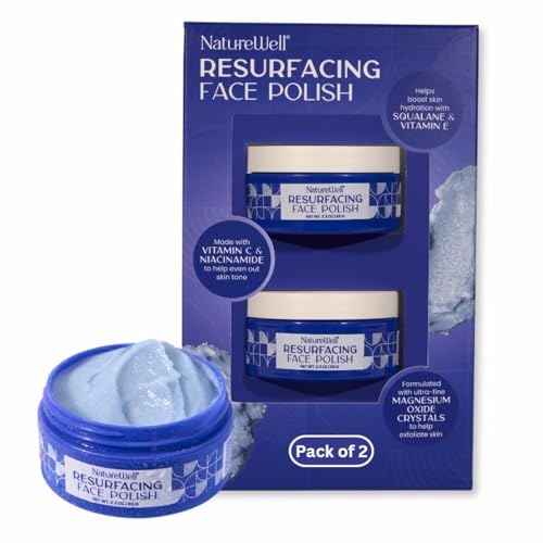 NATURE WELL Face Exfoliator with Vitamin C & Niacinamide - Non-Abrasive Facial Polish, Hydrating & Skin Brightening, 2.3 Oz Pack of 2