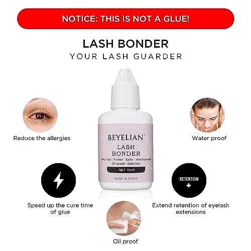 BEYELIAN Lash Bonder for Eyelash Extensions - 4 Pack - Quick Dry, Low Irritation