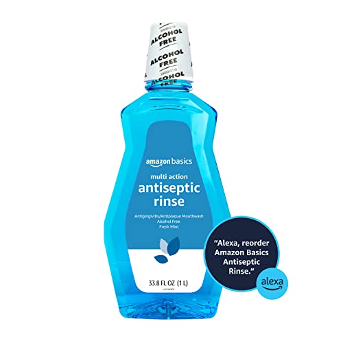 Amazon Basics Alcohol-Free Antiseptic Mouth Rinse 1L Fresh Mint Flavor - Pack of 1
