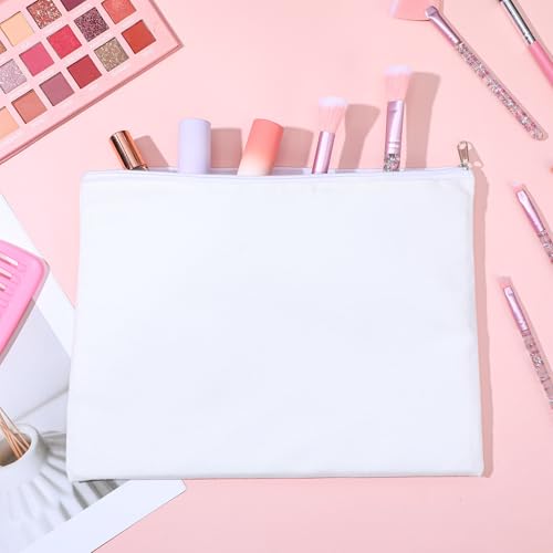8 Pcs Large Canvas Zipper Pouches - 12x9 Inch Makeup Bags for Travel & DIY