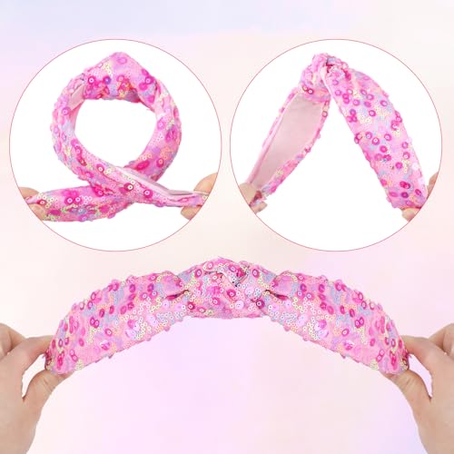 Fishdown Rainbow Sequin Knotted Headbands 4pcs Multicolor E for Girls & Women