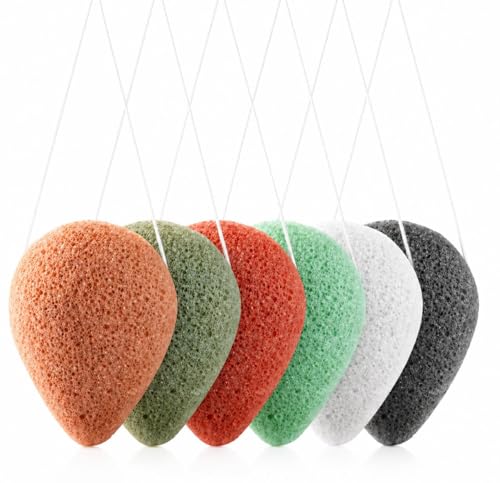 6 Pack Natural Konjac Facial Sponges for Gentle Cleansing