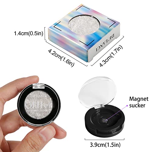 Afflano White Silver Glitter Eyeshadow - Shimmery Long-Lasting Highlighter