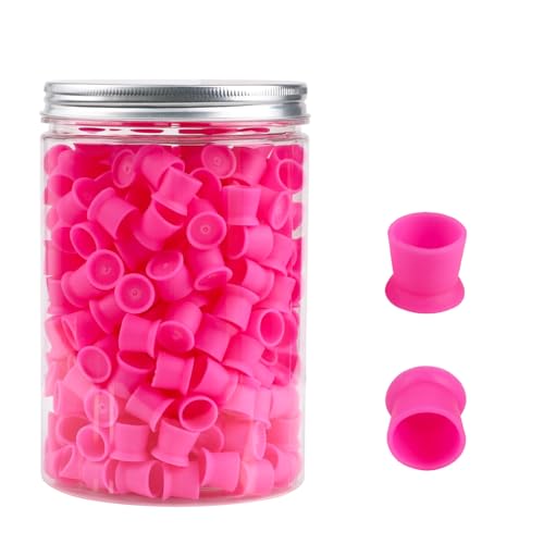IFERO 300pcs Disposable Silicone Tattoo Ink Cups with Stable U-Base (Pink)