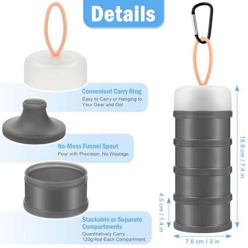 Accmor Stackable Protein Powder Container with Funnels - 4 Compartments for Travel & Fitness