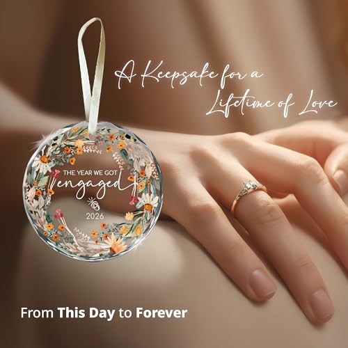 Personalized Glass Engagement Ornament 2026 - Heart Keepsake Gift