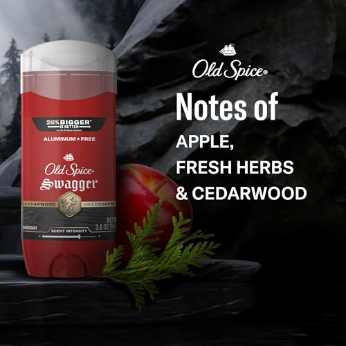 Old Spice Aluminum Free Deodorant for Men, 24/7 Protection to Eliminate Odors, 24/7 Freshness & Lasting Scent, Swagger with Lime & Cedarwood Scent, 3.8 oz (Pack of 3)