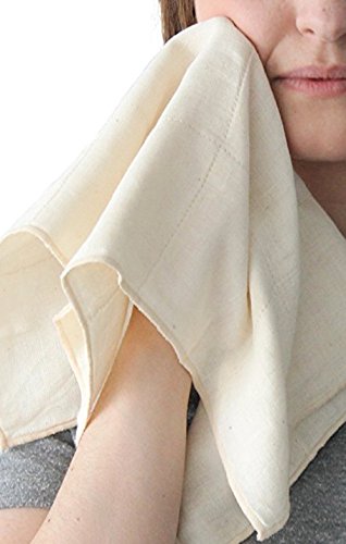 Organic Cotton Face Towel 14x14 Ivory Natural Absorbent Washcloth