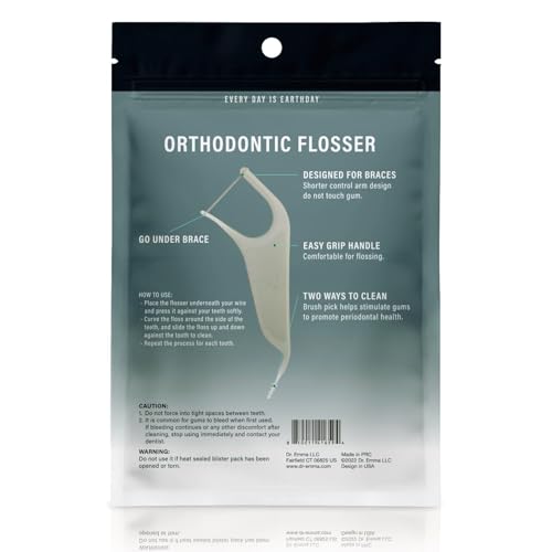 Dr. Emma Orthodontic Flossers for Braces Mint Flavor 60 Count Gray Pack