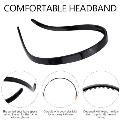 TOBATOBA Square Headbands for Glasses - Comfortable Non-Slip Resin Hairbands