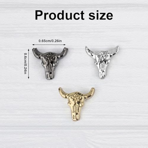 50pcs Bull Head Nail Charms - Halloween Retro Alloy Stickers