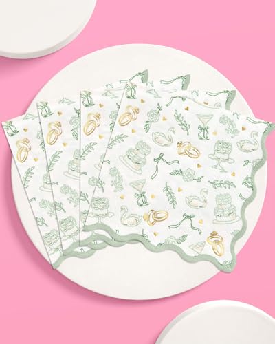 Sage Green Bachelorette Napkins - 25 Paper Napkins with Gold Foil