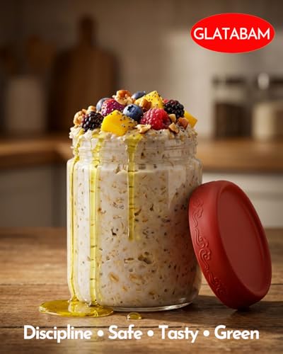 16 oz Glass Meal Prep Containers - Airtight Overnight Oats Jars (4-Pack)