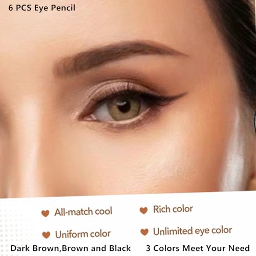 Go Ho 6 PCS Eyebrow Pencil Set - Waterproof & Long-lasting Gel