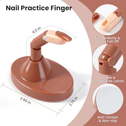 Difenni Pink Practice Fingers Nail Kit 3 Fingers 200+ Tips & Tools for Acrylic Nails DIY
