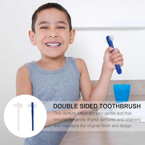 Double-Sided Denture Brush - 2PCS with Extra Soft Bristles for Dentures, Retainers & Night Guards