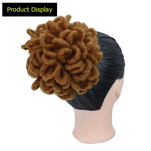 8 Inch Brown Faux Locs Ponytail Bun for Women - Drawstring Dreadlocks Hairpiece