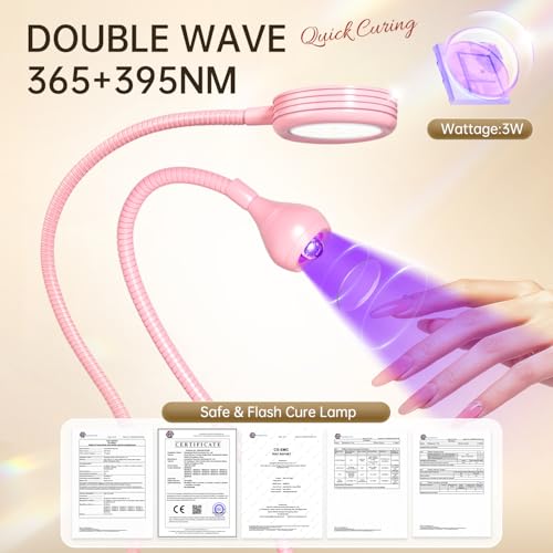 AORAEM Gooseneck Pink UV LED Nail Lamp - Double-Headed Light