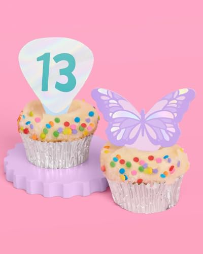 24 Pack Iridescent Cake Toppers for Bachelorette & Birthday Parties