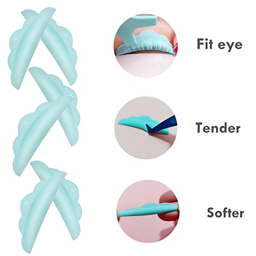 Libeauty Reusable Silicone Lash Lift Pads - 5 Sizes for Eyelash Perm & Curling, Sky Blue, 10 Pcs