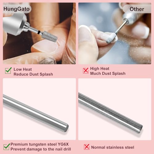 HungGato Coarse Tapered Barrel Nail Drill Bits for Cuticle & Nail Removal