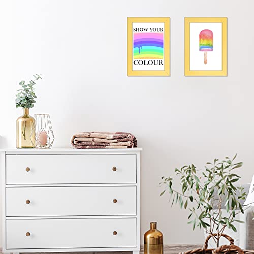 VIOLABBEY Yellow 4x6 Picture Frame Set of 2 - Modern Design