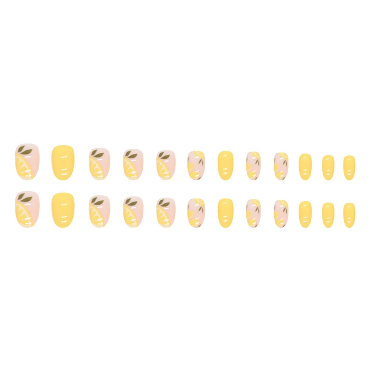 Lemon Press-On Nails - Short Oval Yellow | Fresh Fruit Design, Skin-Friendly & Trimable for Summer Fun