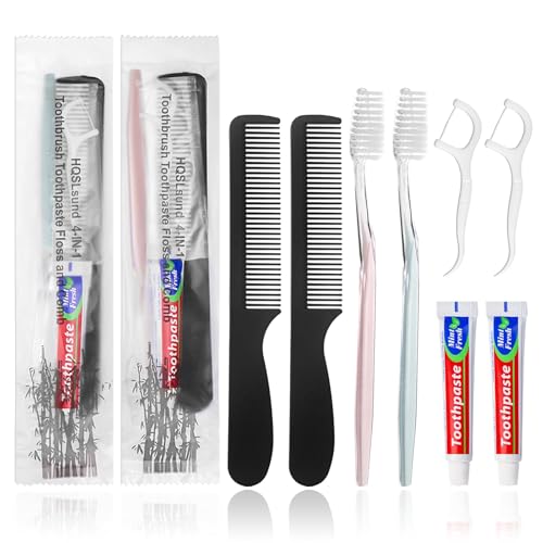 20-Pack Disposable 4-in-1 Travel Toothbrush Set with Toothpaste, Comb & Floss