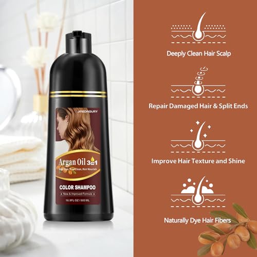 Onilyua Black Hair Dye Shampoo with Argan Oil for 100% Gray Coverage