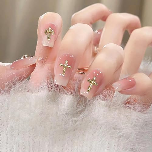 60 Pcs 3D Alloy Metal Crystal Cross Nail Charms for Art