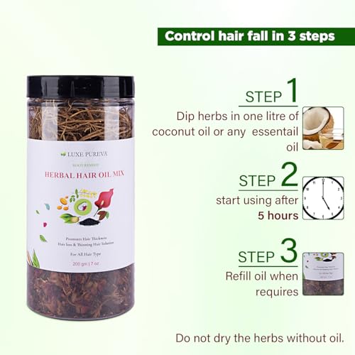LuxePureva Herbal Hair Growth Oil Mix for Thinning & Long Hair - Natural Hair Treatment for Women & Men