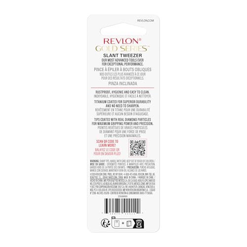 Revlon Gold Series Slant Tip Tweezers - Diamond-Coated Precision - 1 Count