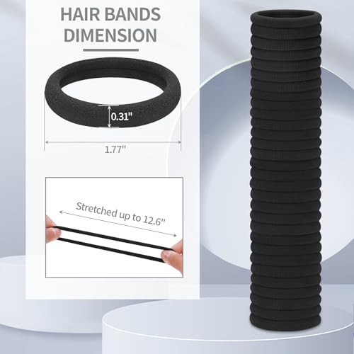 150 Black Seamless Elastic Hair Ties - No Damage for All Hair Types