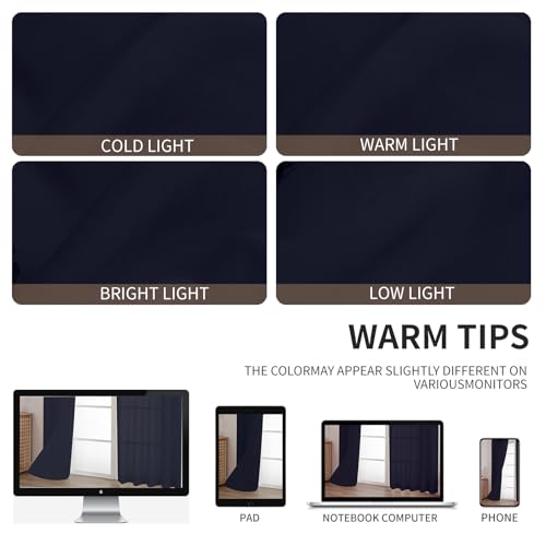 CUCRAF Navy Blue Sheer Curtains - 45-Inch Long, 2-Panel Set