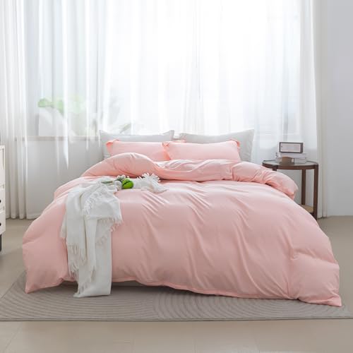SheRest Pink Duvet Cover Set - Full Size Microfiber 3 Pieces