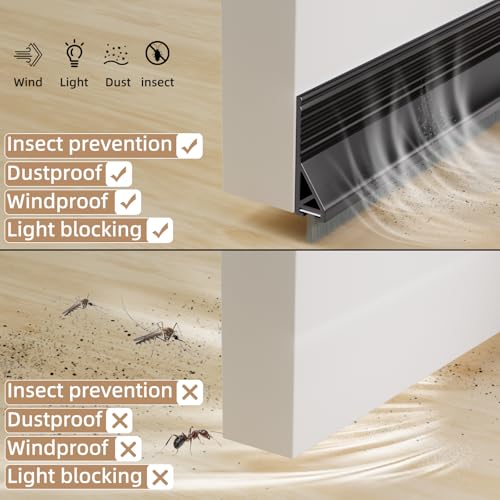 KNEELISA 39” Door Sweep Brush Seal - Silicone Adhesive Gap Filler