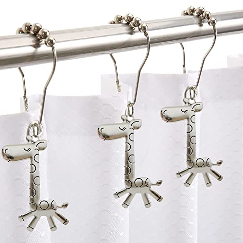 Giraffe Shower Curtain Hooks - Rust Proof Stainless Steel Set of 12