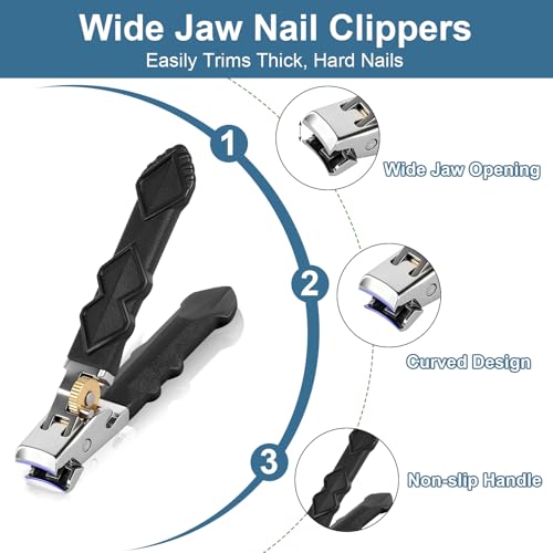 Heavy Duty Toenail Clippers for Thick Nails - 2pc Stainless Steel Set