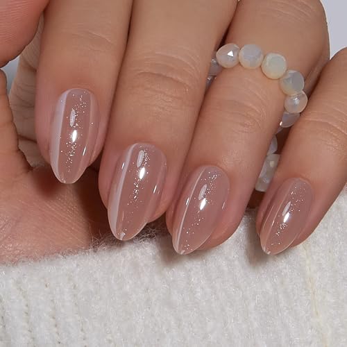 CurvLife Almond Glitter Press-On Nails | 32PCS Salon-Quality Set