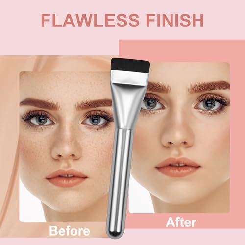 Beautyfactor Flat Foundation Brush with Sponge - Flawless Makeup Tool